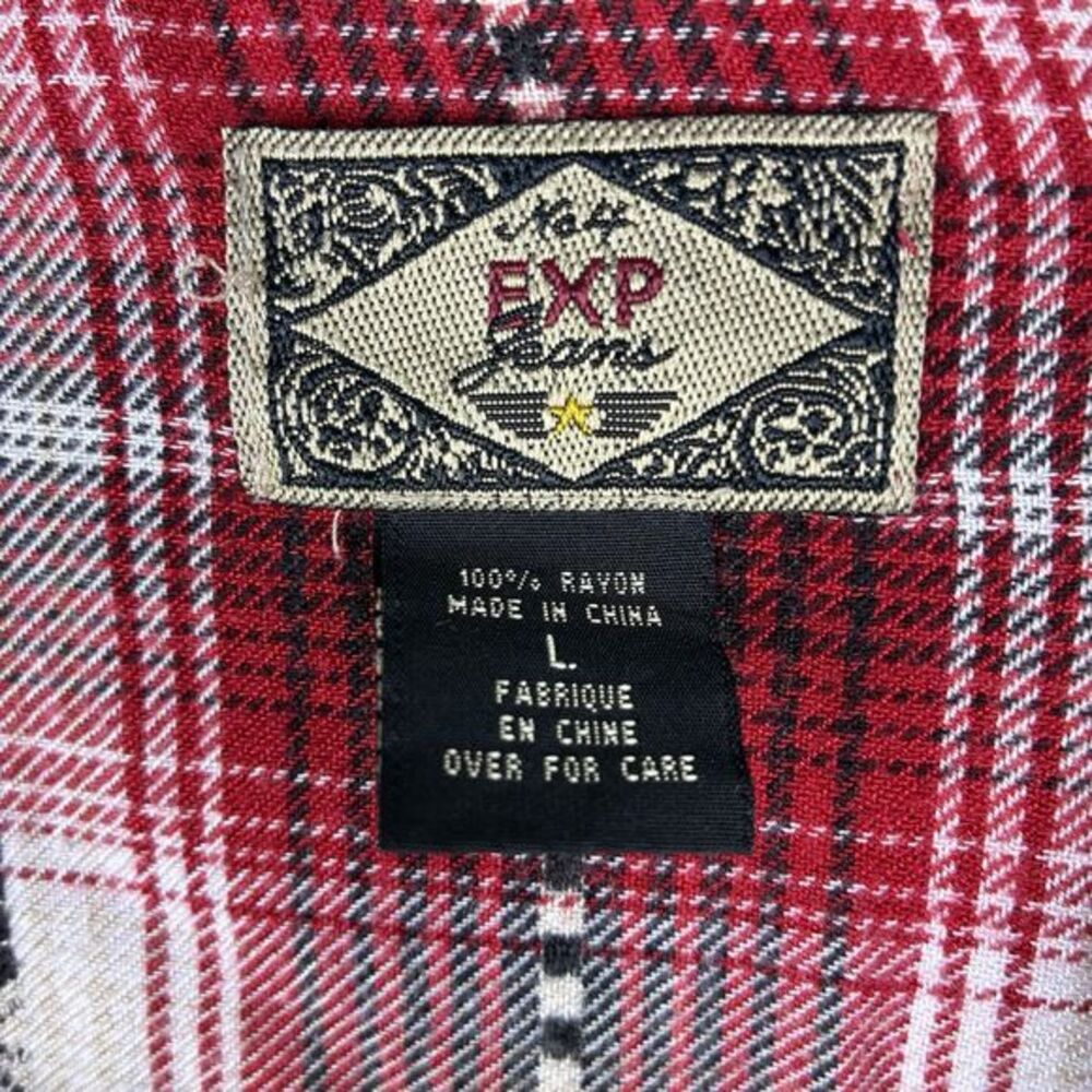 Vintage‎ Cabin Western Southwestern Red Rodeo Womens Top Sz L Ruffle Long Sleeve - Picture 6 of 7